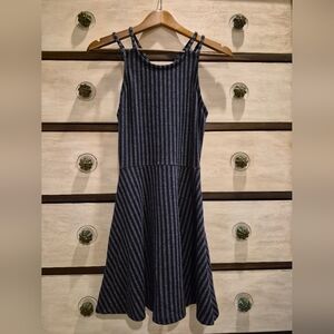 Striped Navy Blue Sleeveless Dress